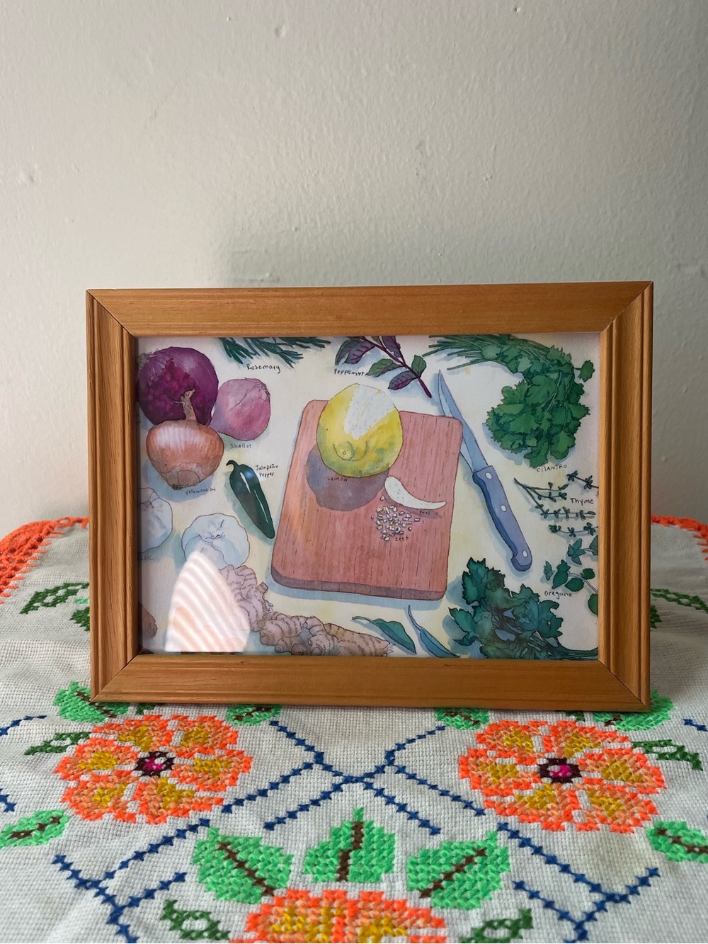 Veggie Print in Vintage Frame 5”x7”